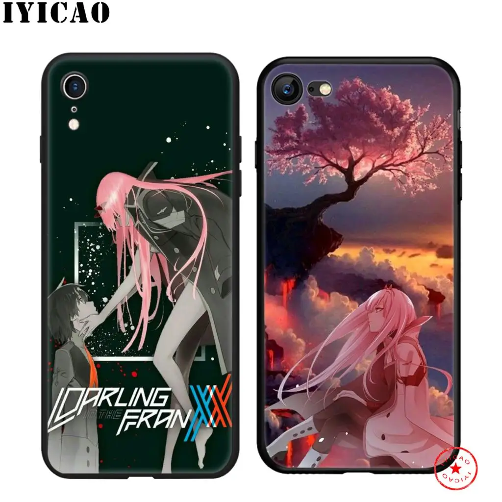 Мягкий Черный силиконовый чехол IYICAO Darling in the FranXX для iPhone 11 Pro Xr Xs Max X или 10 8 7 6 6S Plus 5