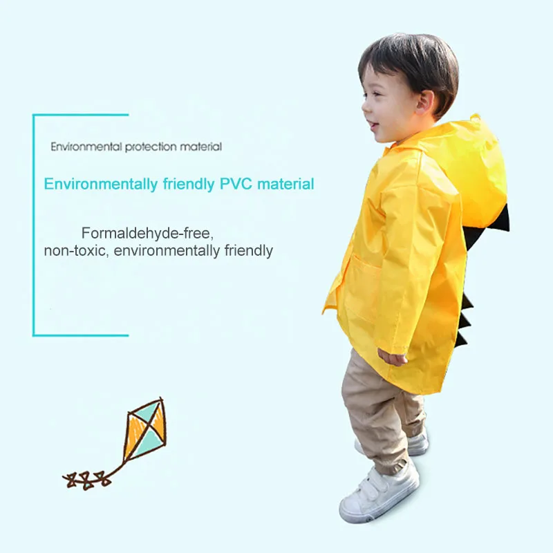 Милые динозавр Для малышей и детей постарше непромокаемый плащ дождевик одежда