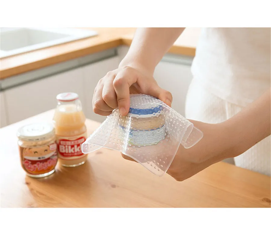 Многофункциональная силиконовая пищевая обертка прозрачная многоразовая