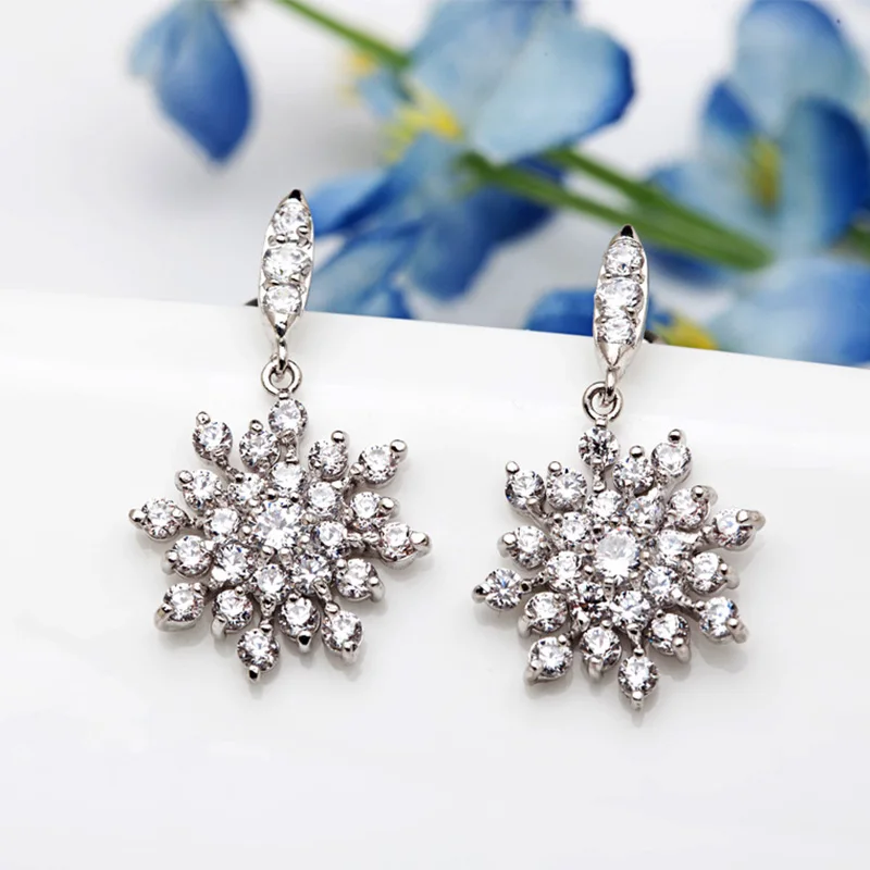 

SP008 Real 925 Sterling Silver Crystal Circle Earring For Women Making Jewelry Gift