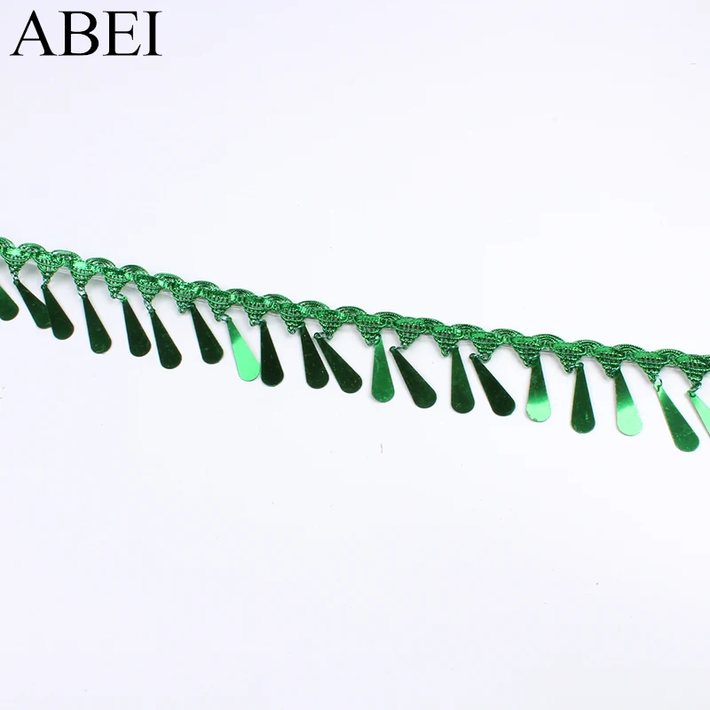 2 ярда 5 см Рождественская зеленая блестящая кружевная лента с кисточками для