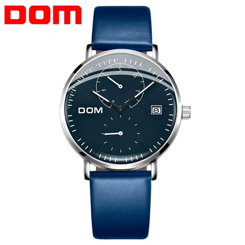 2020 DOM новые мужские часы синие водонепроницаемые кварцевые с календарем Мужские