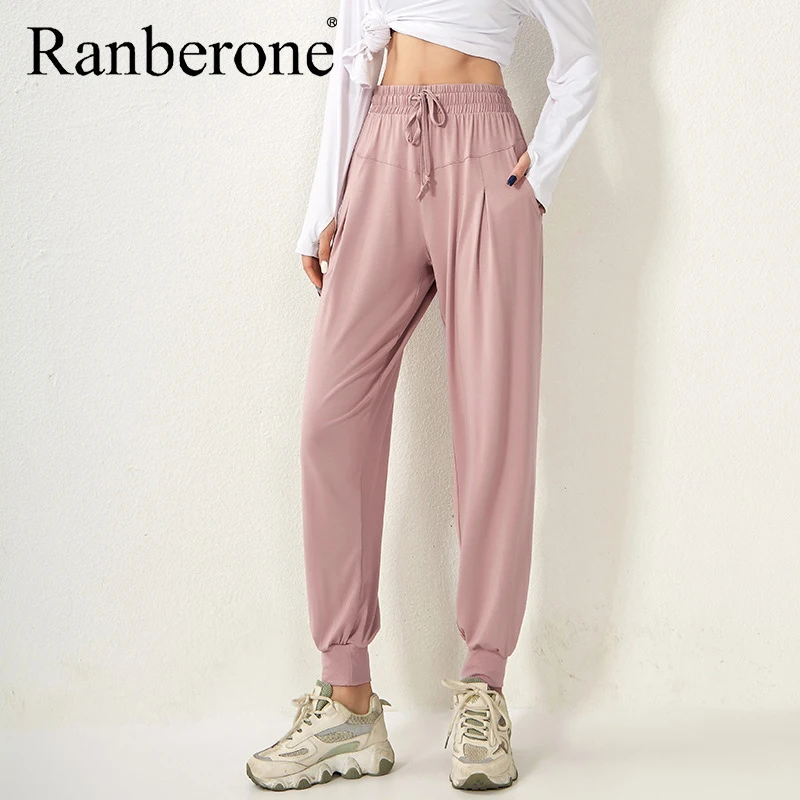 

Ranberone Quick Dry Women's Pants Gym Leggings Pocket Fitness Sports Clothes Women Yoga Sweatpants Feminine High Waist 2020