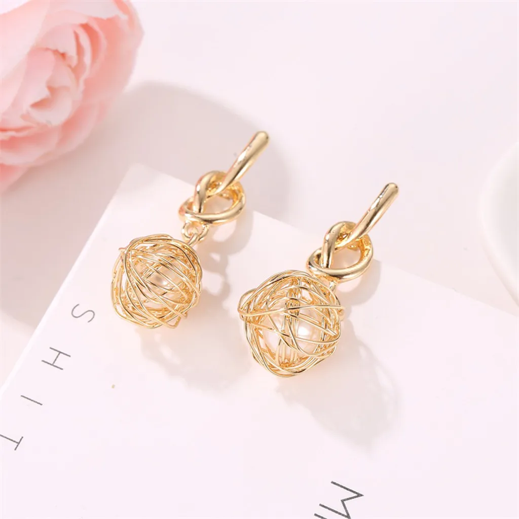 Модные серьги с жемчугом неправильной формы геометрические круглые креативные