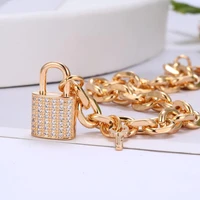 cz zircon lock charm bracelets for women trendy gold link chain small key padlock luxurious jewlery accessories gifts 2020 new