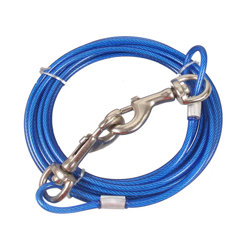 Поводки для собак стягивающийся трос стальной с двумя головками металлические
