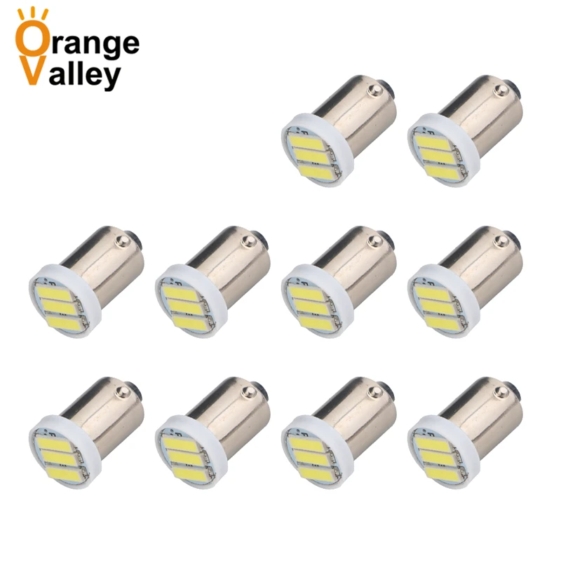 

10 шт. BA9S 434 T4W 3 светодиодный 7020 SMD H6W Автомобильный интерьер лампы для чтения купольная Лампа DC 12V