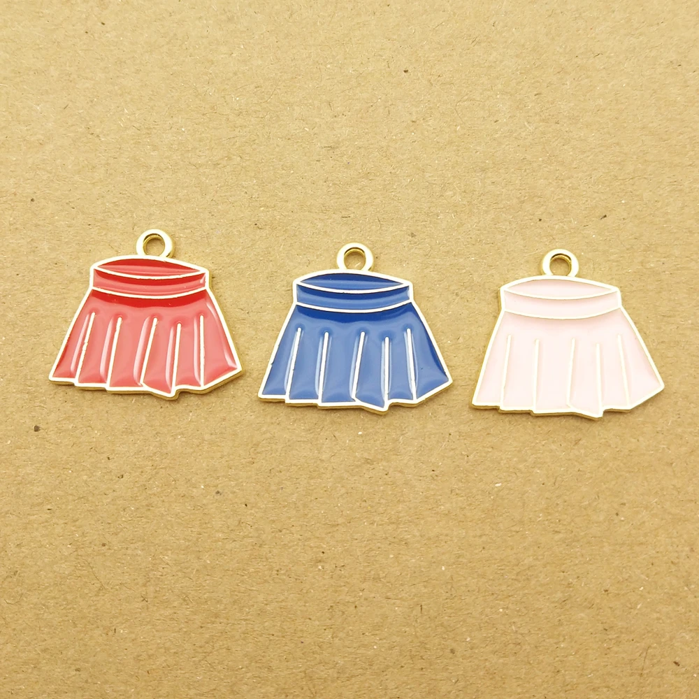 

10pcs 16x18mm enamel clothes skirt charm for jewelry making and crafting fashion earring pendant necklace bracelet charm