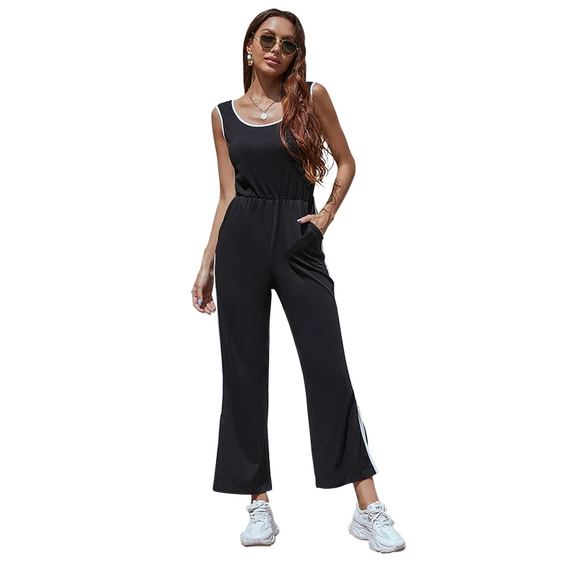 

Summer European and American Vest Type Casual Loose Pants Jumpsuit Elegant Casual Women's Dresses Summer 2021 Ladies Wrap Dress