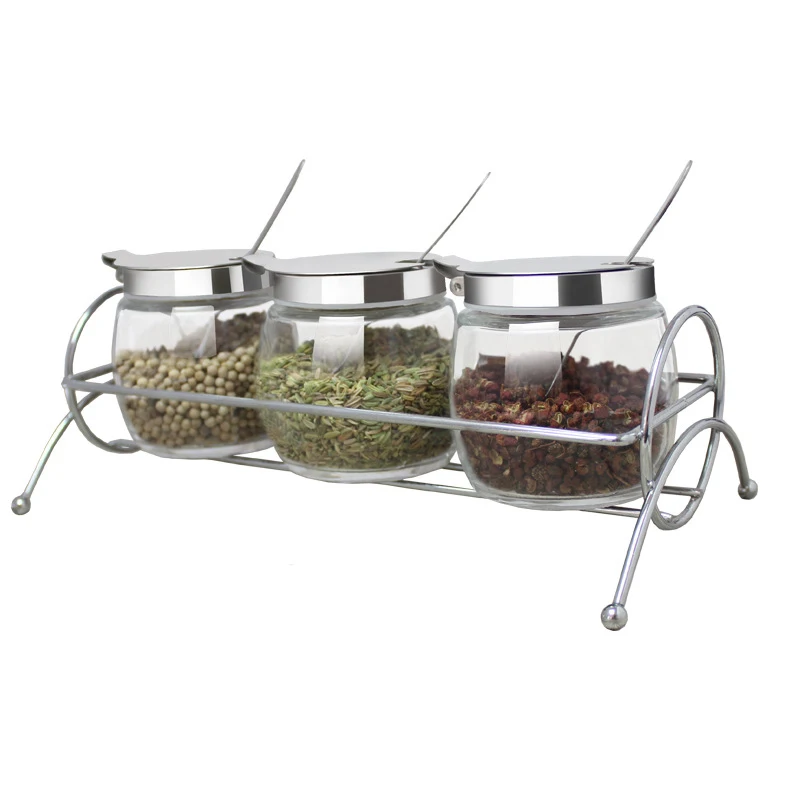 1 комплект 3 шт. прозрачные стеклянные банки для специй с утолщенным