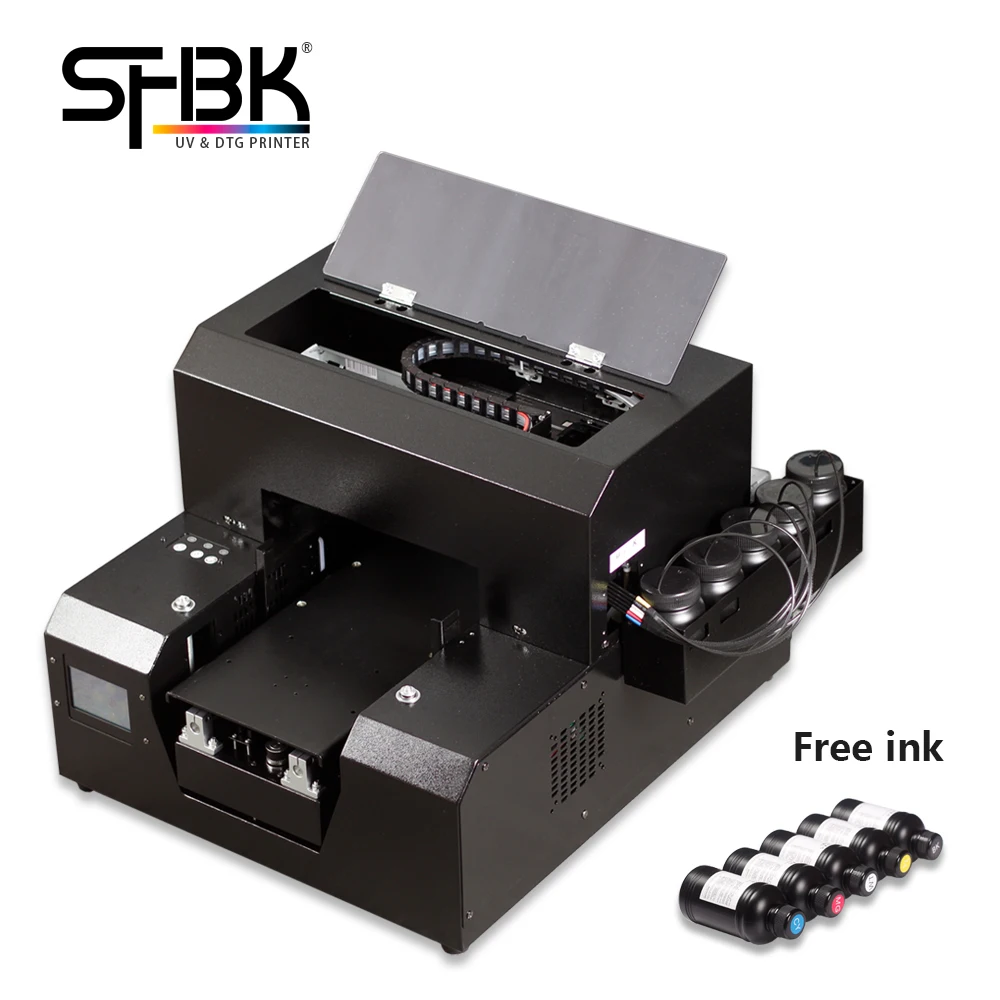 Маленький УФ струйный принтер формата A4 сенсорный экран с пятицветными
