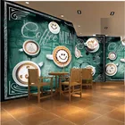 Европейская креативная кофейная чашка синяя доска фон настенная бумажная 3d-роспись кафе ресторан промышленный Декор настенная 3D Бумага