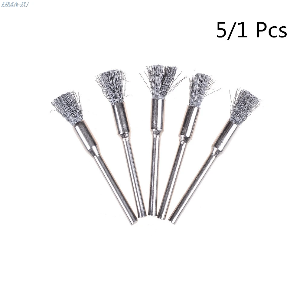 

1/5Pcs 5mm Steel Wire Wheel Brush for Metal Rust Remover Brush Wood Carving Jade Polishing Grinder Dremel Rotary Tool Brush