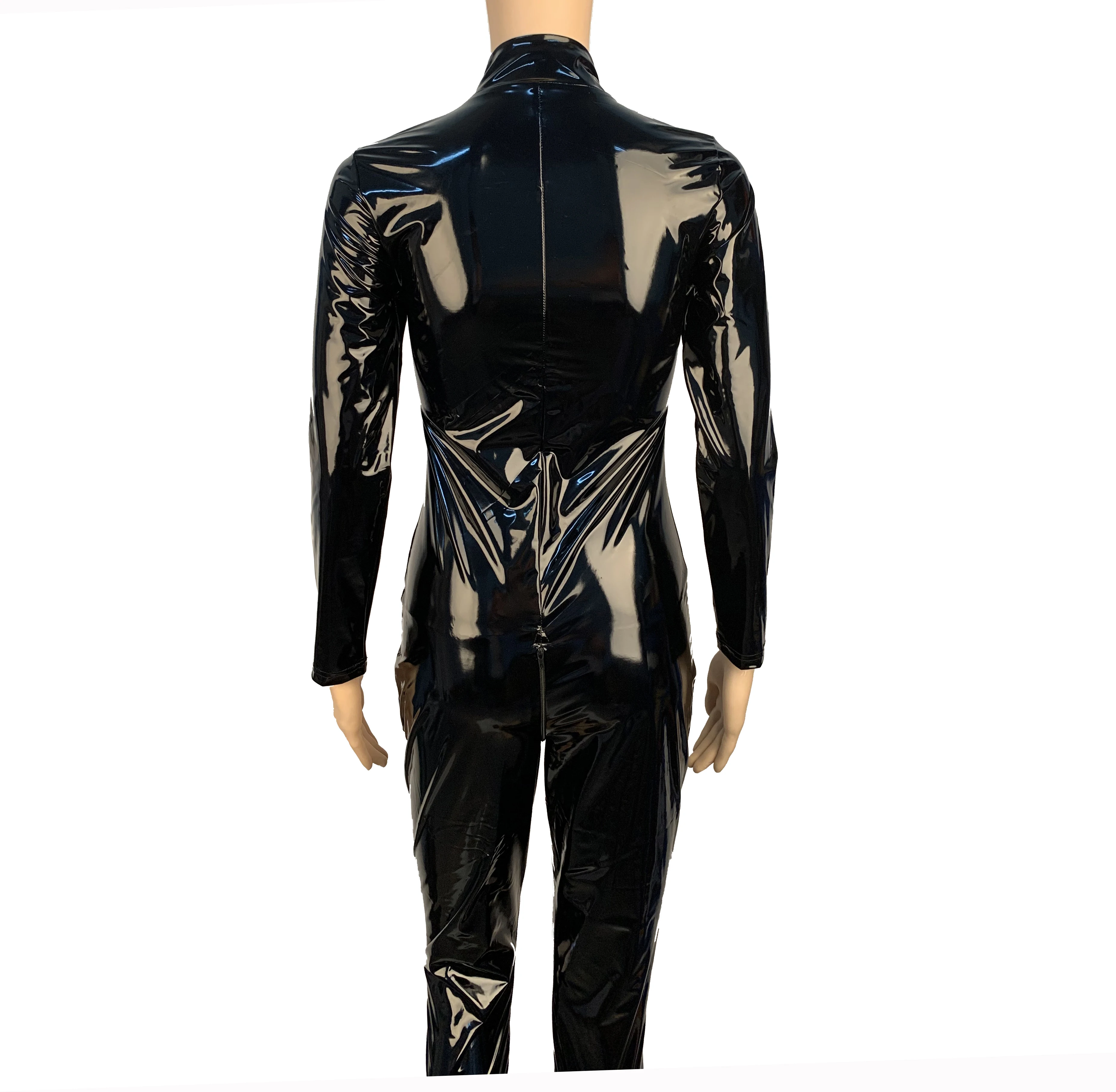 Латекс искусственная кожа женские Комбинезоны черные лосины ПВХ боди