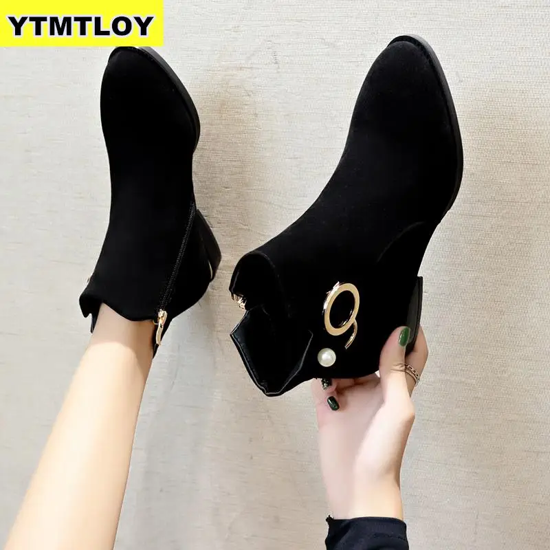 Женские ботинки на молнии повседневные теплые зимние с мехом M50 # | Обувь