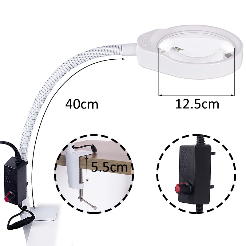 Clip bracket Ремесла стеклянная линза светодиодный настольная Лупа Свет 5X настольная Лупа Инструменты для ремонта с светодиодная подставка Лидер продаж - Цвет: Clip bracket