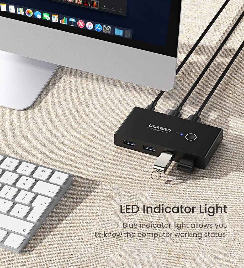 Ugreen KVM переключатель USB 3,0 2,0 USB Переключатель Селектор 2 порта ПК обмен 4 устройства для клавиатуры мышь Сканер Принтер Kvm переключатель