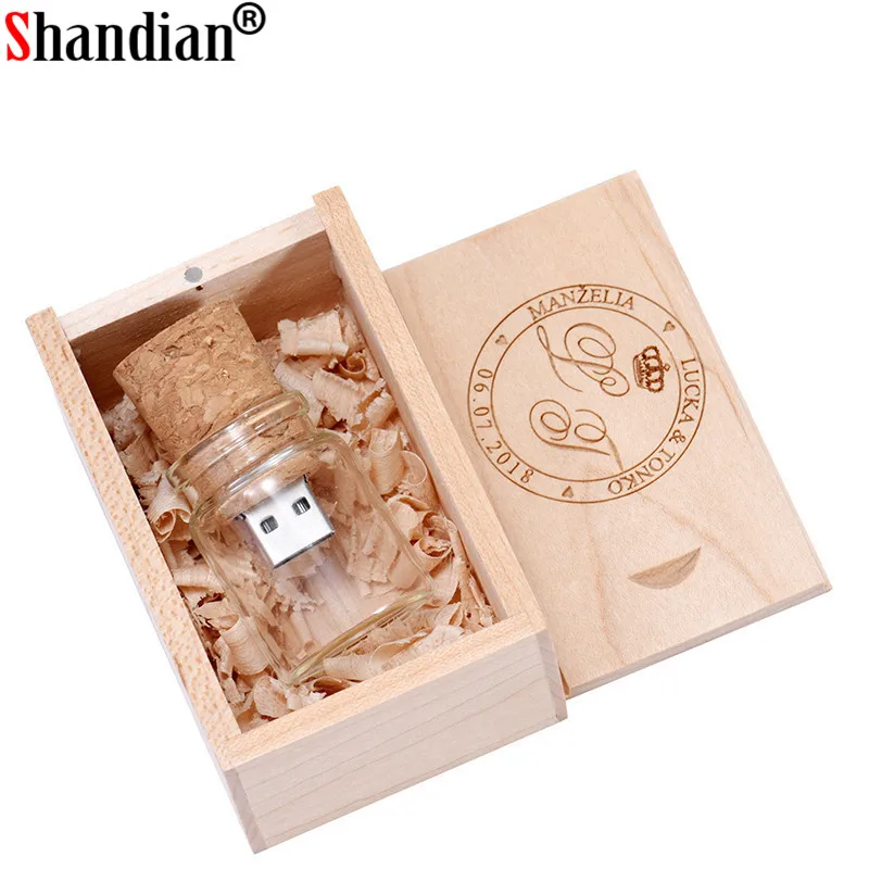 SHANDIAN USB 2 0 Новое поступление флеш накопитель для бутылки с памятью стеклянная