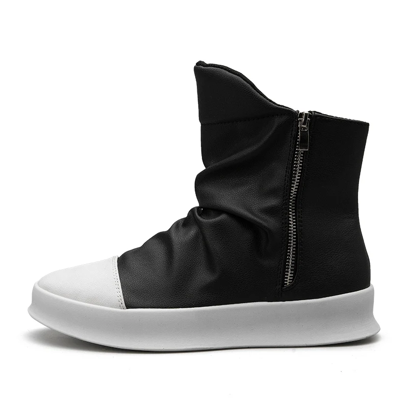Многоцветный New Male Hip hop autumn winter Men Chelsea Motorcycle Boots Slip-On Dress Shoes Dancing Footwear Platform High Top Sneakers - Цвет: Многоцветный