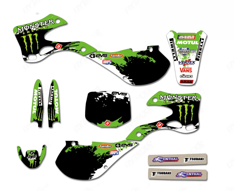 Мотоцикл команда графика и фоны наклейки Наборы для Kawasaki KX125 KX250 1999 2000 2001 2002 KX 125 KX 250 KX