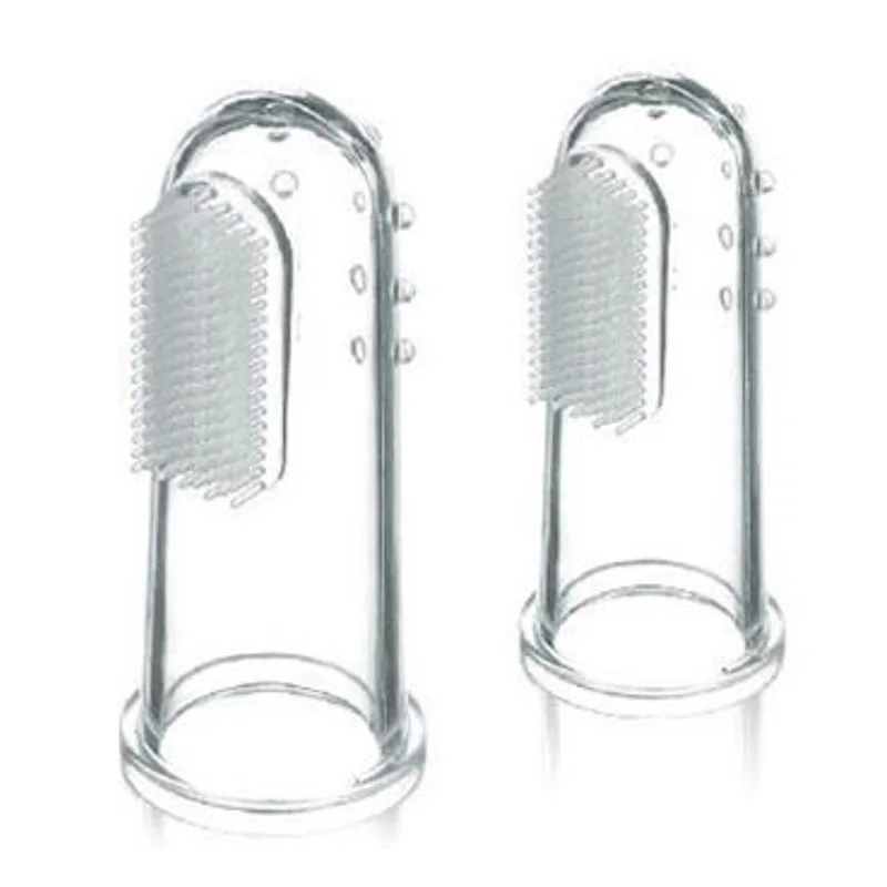 Cepillo de dientes de silicona suave para ni&ntilde;os y beb&eacute;s, masajeador de goma, 2 uds.-1
