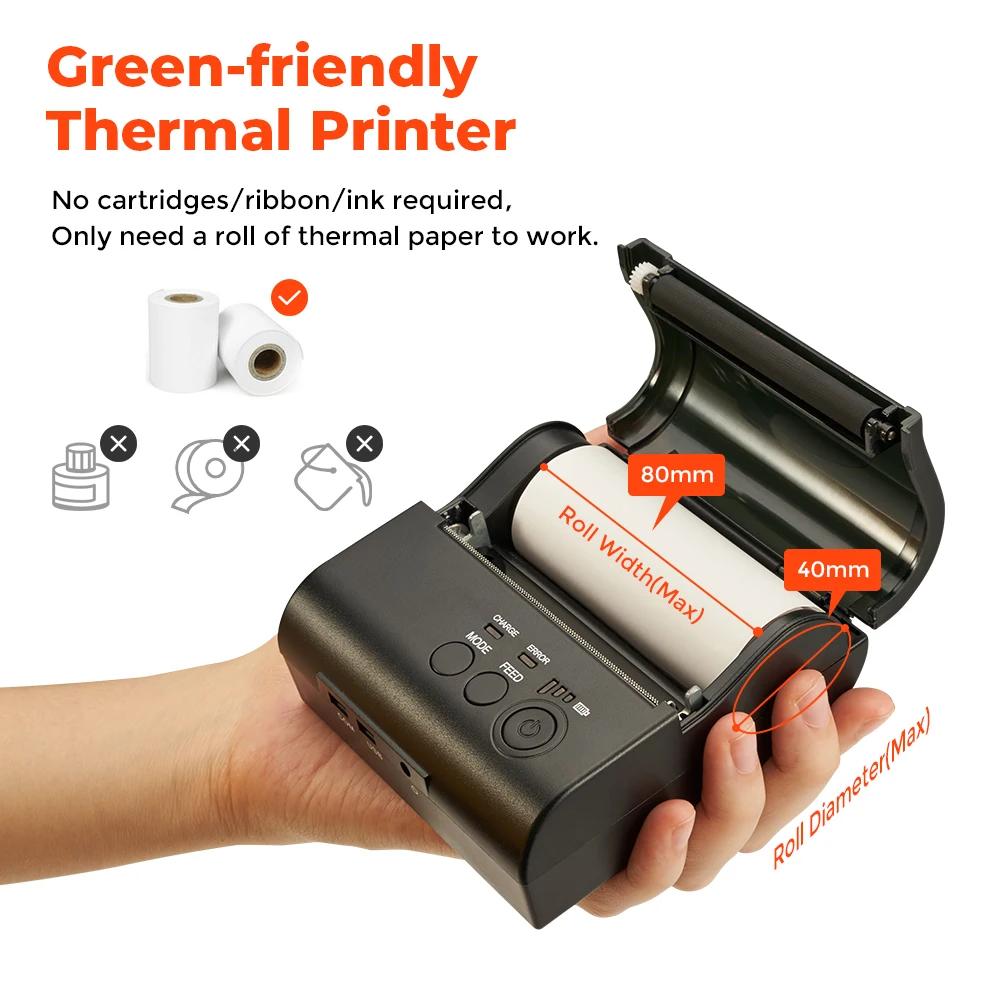 IssyzonePos Bluetooth чековый 80 мм принтер термальный Android iOS мини штрих код мобильный