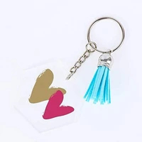 acrylic keychains blank colorful tassels metal decoration key rings with extension chain 40 small rings for diy projects