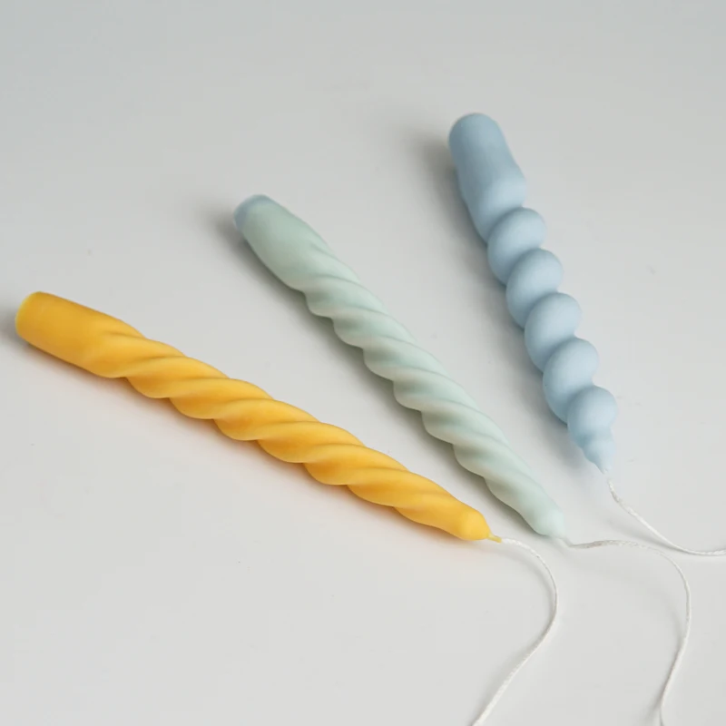 

3D Twisted Long Shape Silicone candle mold DIY Candlelight Dinner Candle Making Mold Rotation Screw Rod Candle Mould