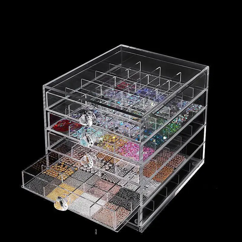 

Nail art accessories storage box 5 layers 120 drawer type detachable acrylic transparent visible desktop waterproof storage box