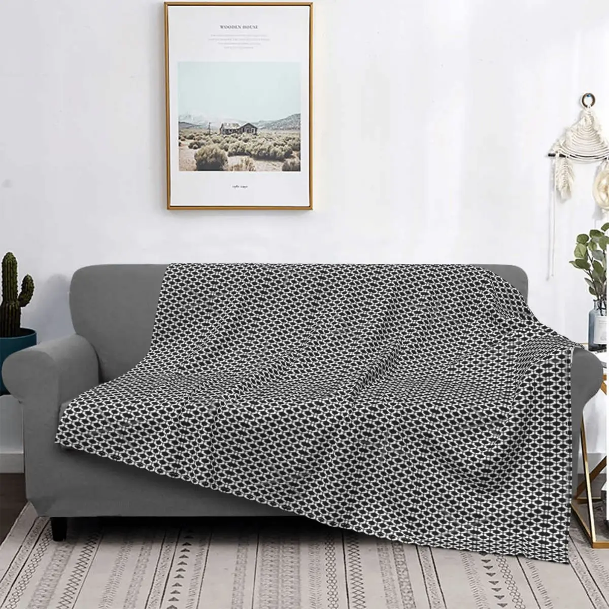 

Manta de diseño artístico, colcha para cama, manta a cuadros para bebé, manta doble de lino y algodón