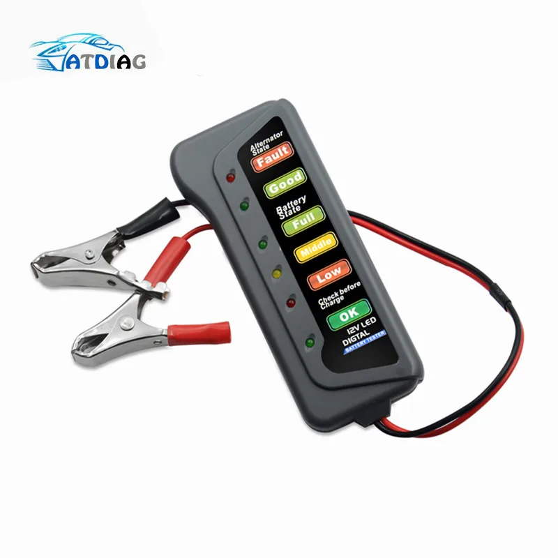 Mини 12В Автомобильный Батарея тестер цифровой генератор переменного тока 6
