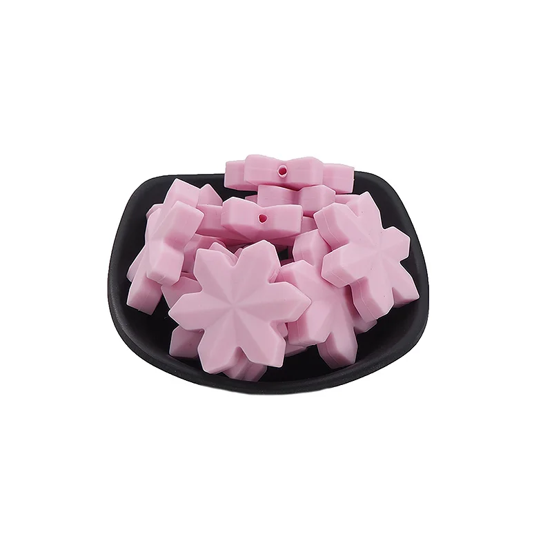 Pastel Pink Chenkai 10 шт. Снежинка Силиконовые Бусины детская игрушка для прорезывающихся зубов с героями мультфильмов пищевой класс для DIY ребенка Soomthing уход соски цепи Подарки - Цвет: Pastel Pink