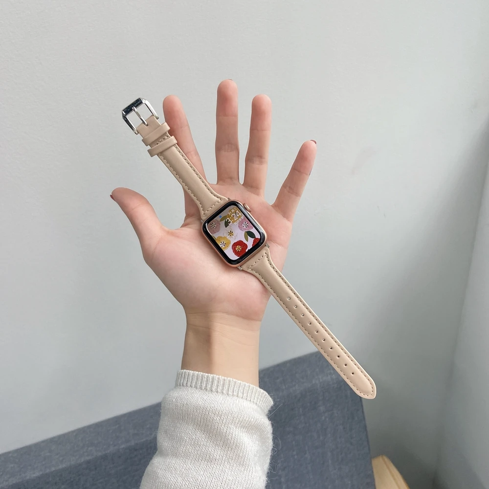 

Grande venda couro loop para apple assistir banda 42mm 38mm 40mm 44mm para iwatch cinta esportes fivela 1 2 3 4 5 6 se