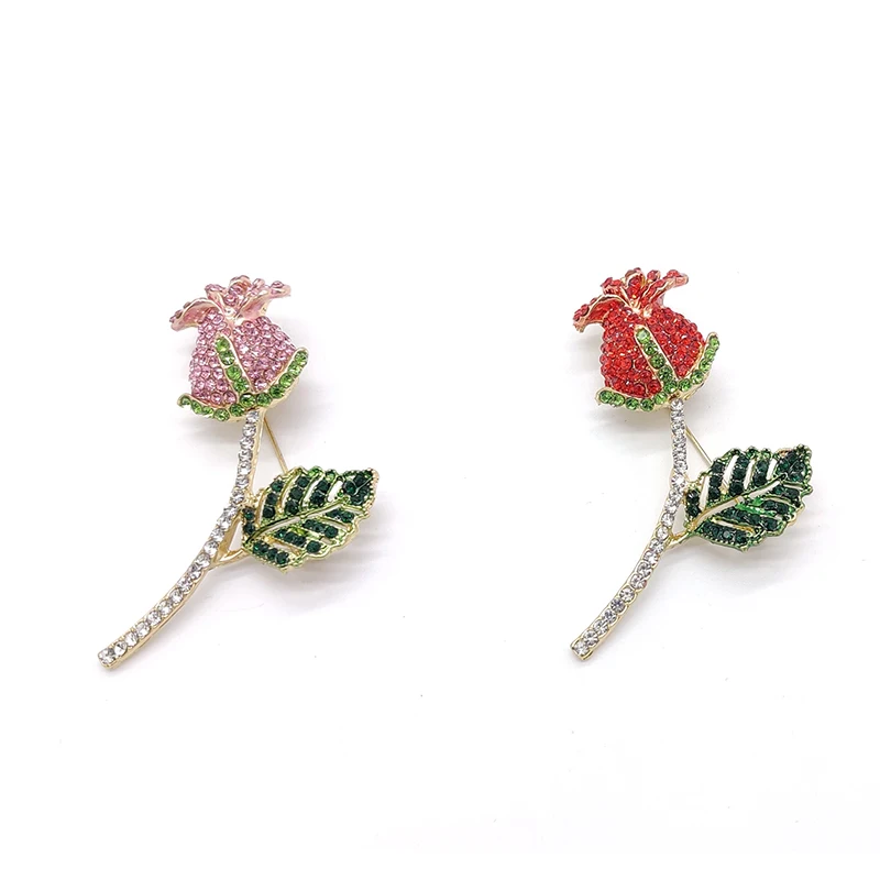 

PD BROOCH 2022 New Full Zircon Rose Plant High-end Exquisite Scarf Sweater Apparel Accessories Fashion Jewelry