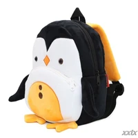 cute penguin toddler backpack soft plush kids schoolbag snack toy shoulder bag for kindergarten children