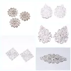 MIAOCHI розница 5 украшения Металлические ремесла подарочные украшения DIY Квадратные Серебряные Тона коннекторы филигрань полые 4x4 см F0341