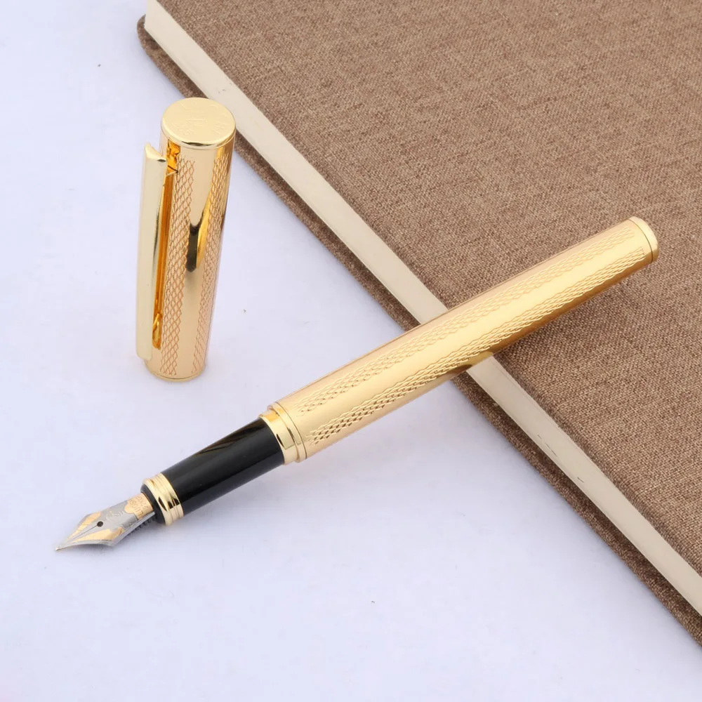 Золотой текстурированные волны металла мода иридий м ручка фонтана канцелярские