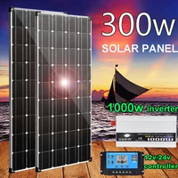 solar panel kit 12v 300w solar charger for 5v cellphone 12v24v battery car rv boat caravan camper energy 1000w inverter system