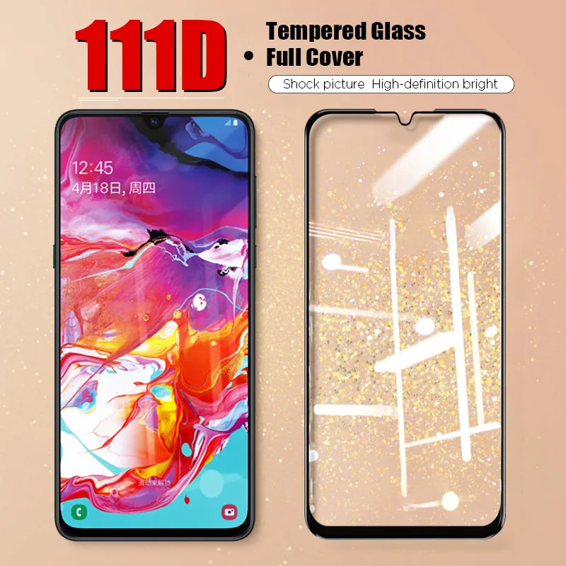 Твердое закаленное стекло на Samsung A6 A7 A8 Plus 111D полное покрытие Защитная пленка для