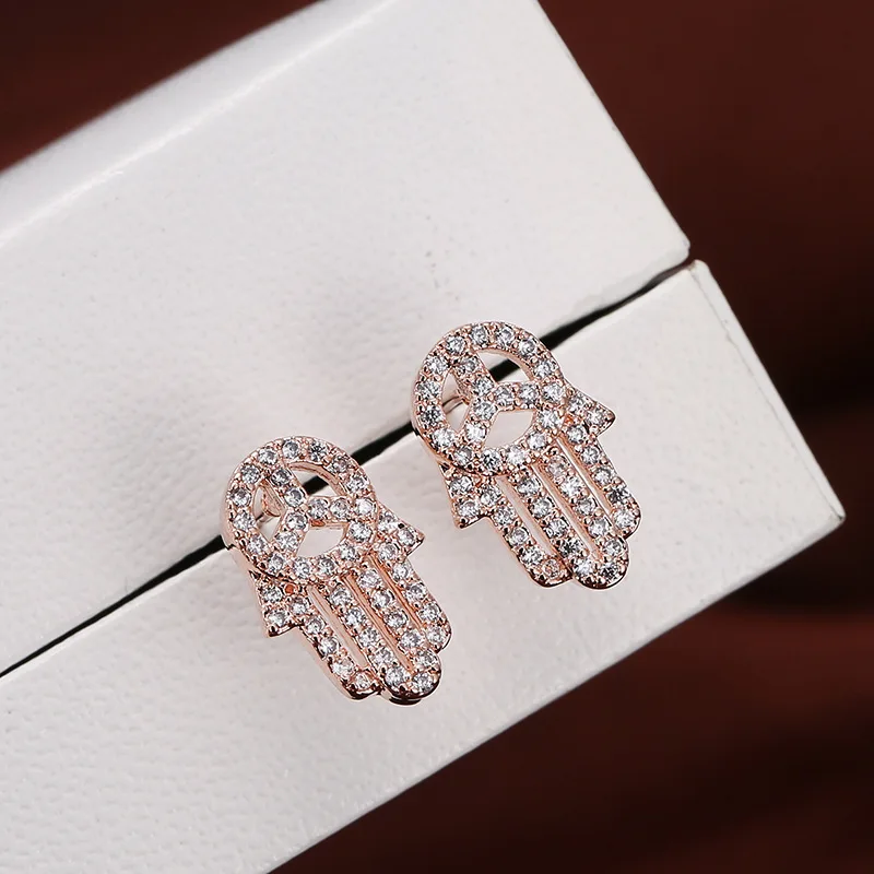 

DE263 Fashion Street Snap Delicacy 4A Zircon Cool Palm Earrings GIRL'S Gift Party Banquet WOMEN'S Jewelry Earrings 2021