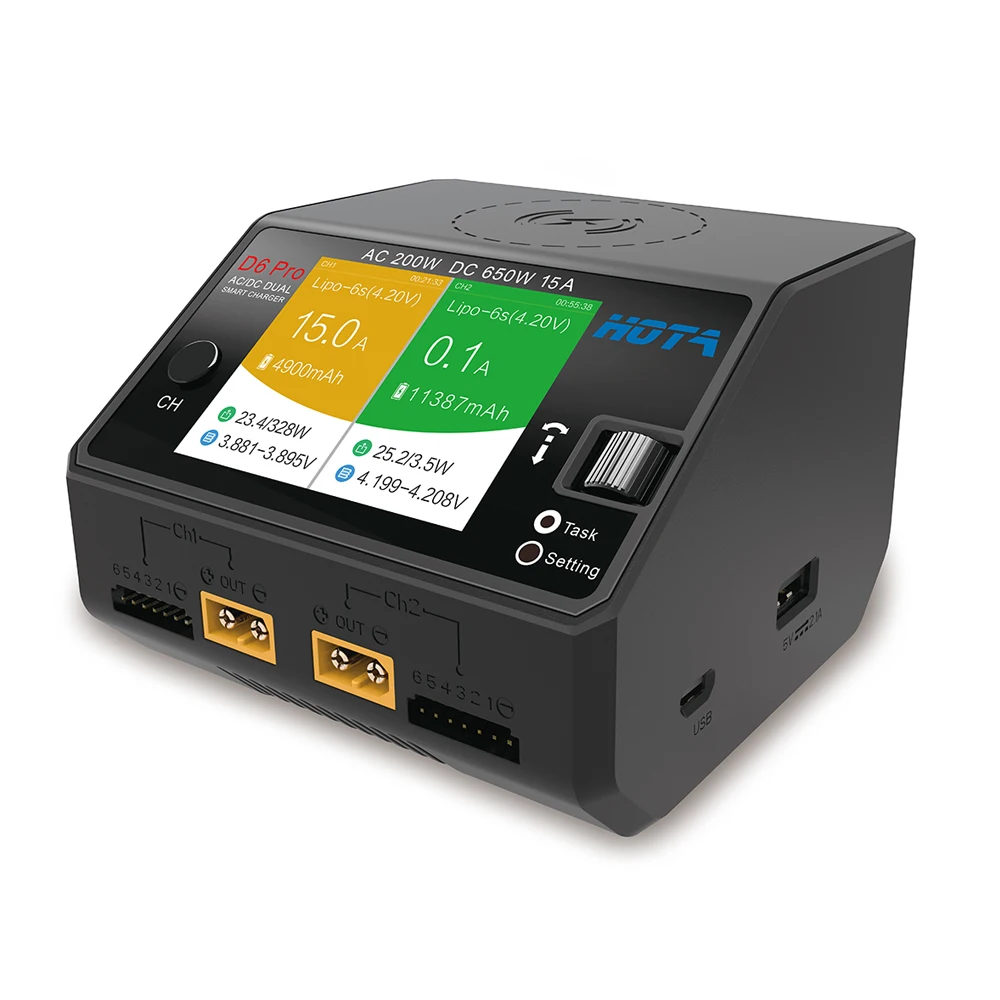 HOTA D6 Dual/Pro умное зарядное устройство AC200W DC650W 15A для lipo Liion NiMH батарея с iPhone samsung Беспроводная зарядка