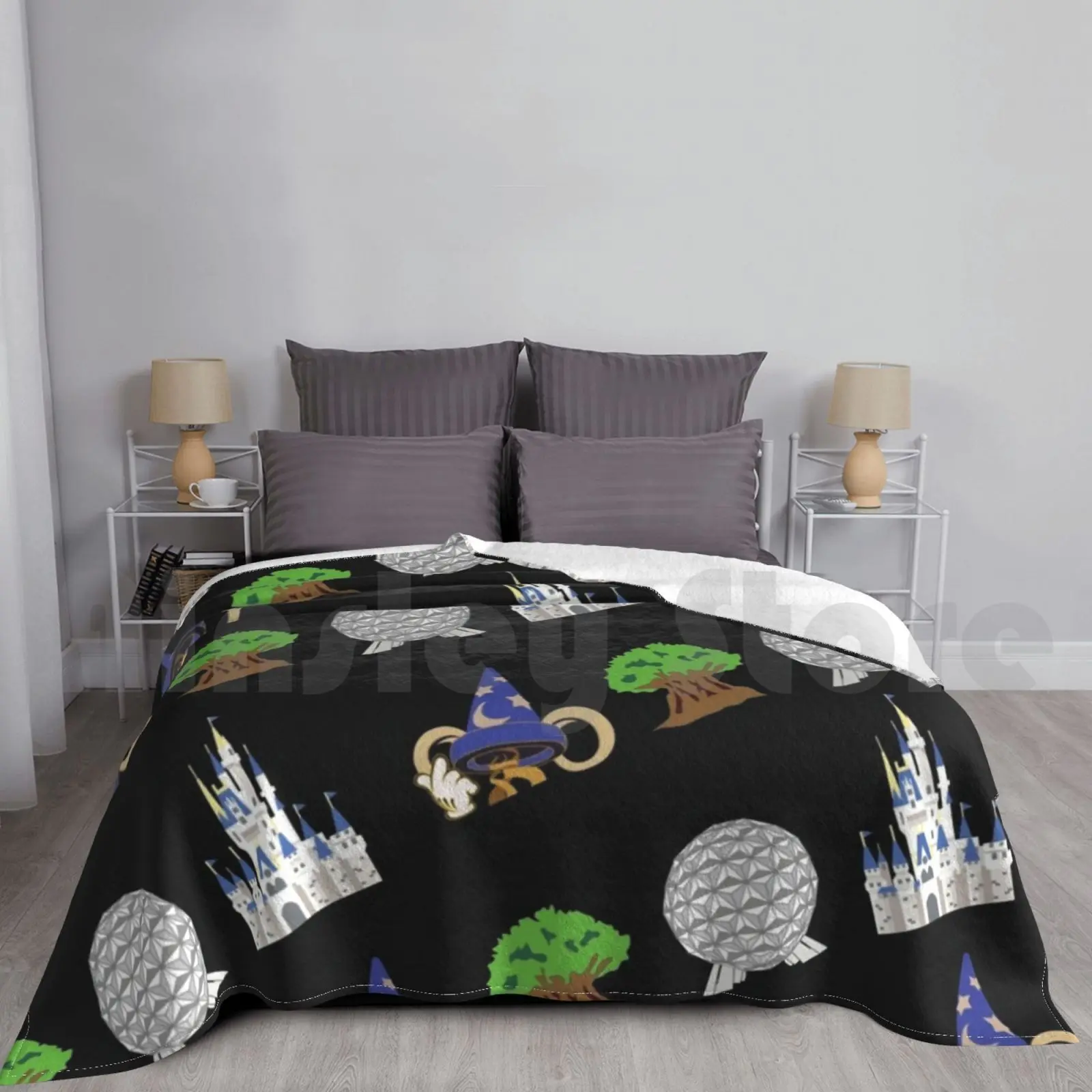 

4 Parks Pattern Blanket Fashion Custom 879 Hollywood Studios Animal Kingdom Magic Kingdom Spaceship