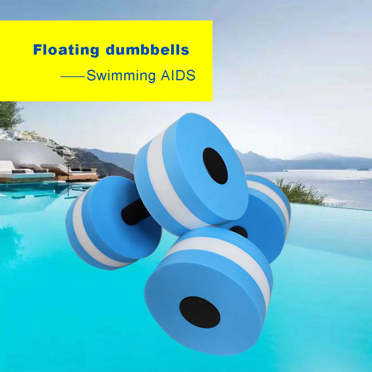2 Pcs EVA Foam Dumbbells, Float Aqua Exercises Equipment for Water Aerobics Fitness Barbells