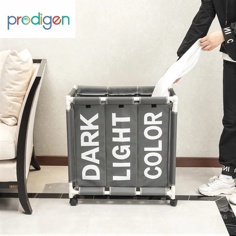 

Large Rolling Laundry Basket Organizer 3 Grid Large Laundry Hamper Bin Waterproof Laundry Bags For Dirty Clothes Storage Box