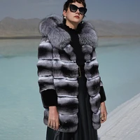 real rex rabbit fur coat with silver fox fur hood winter fashion high quality genuine rex rabbit fur coats outwear natural women
