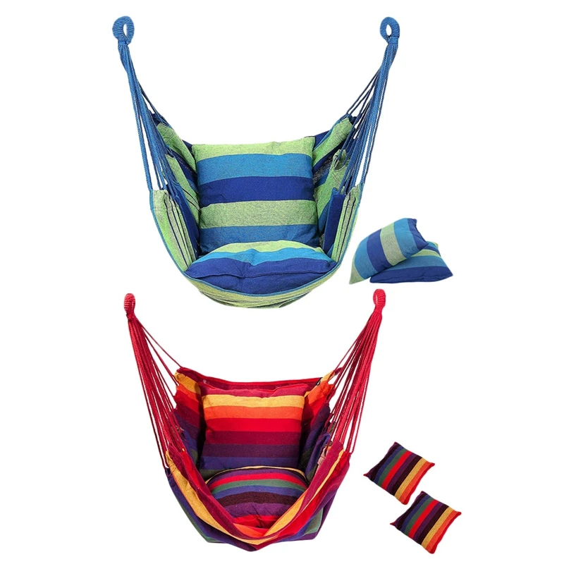 

Hammock Chair Hanging Chair Swing Chair Seat with 2 Pillows for Indoor, Outdoor, Garden