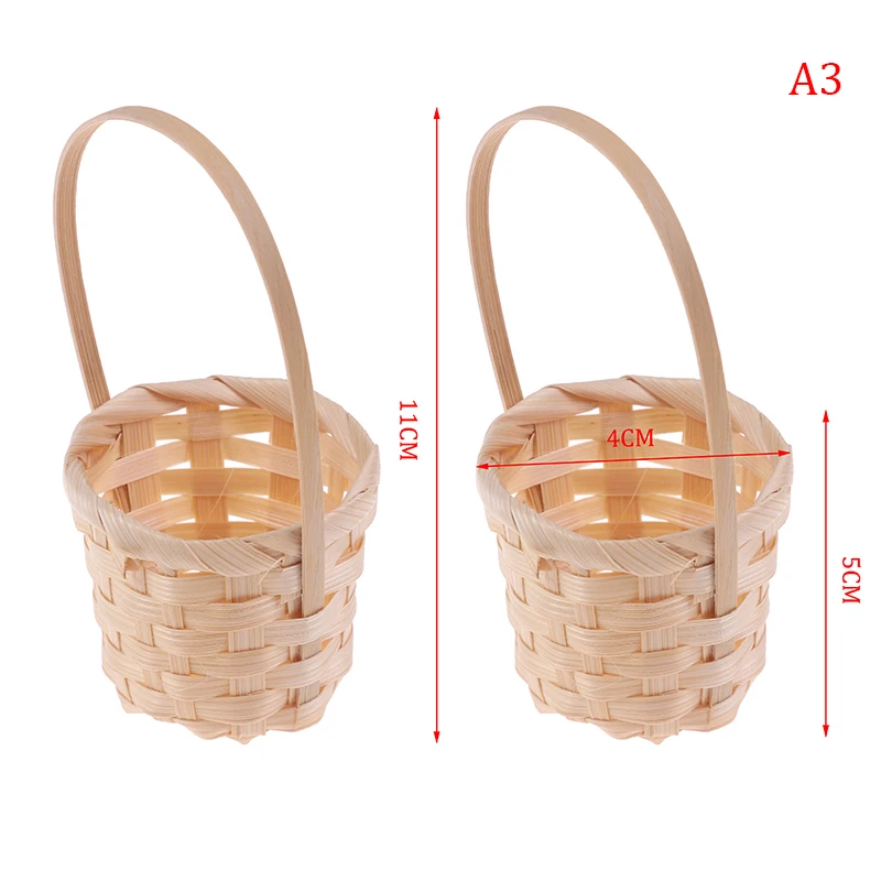 

2pcs Mini Cute Dollhouse Rattan Frame Hand-woven Vegetable Food Flower Basket Cute Toys Dolls 1/12 Miniature Decoration