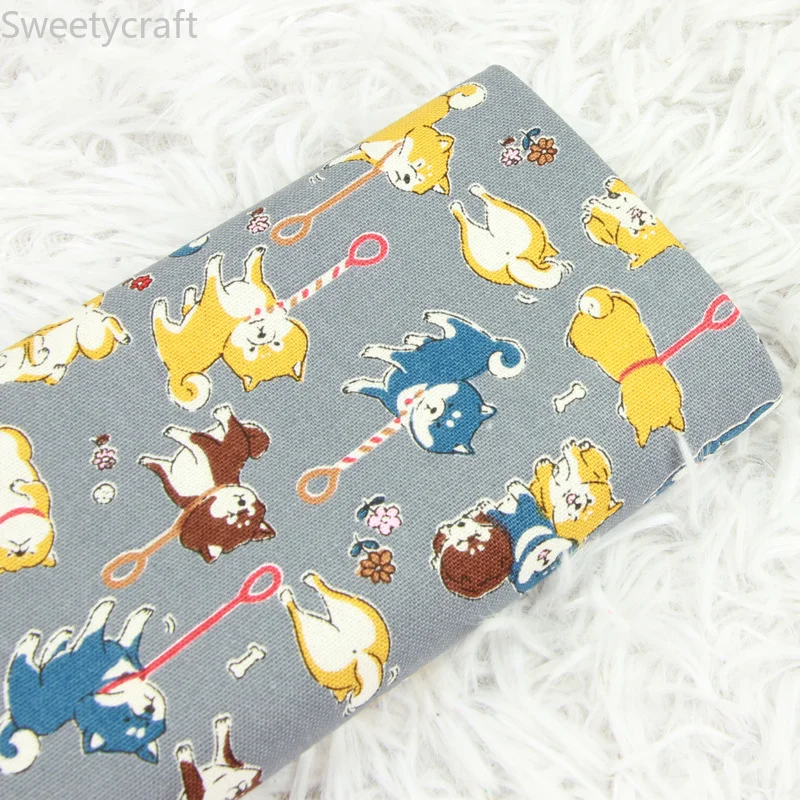 110x45 см Плотная хлопковая ткань по двору Милая животная с принтом Шиба ину tissus telas