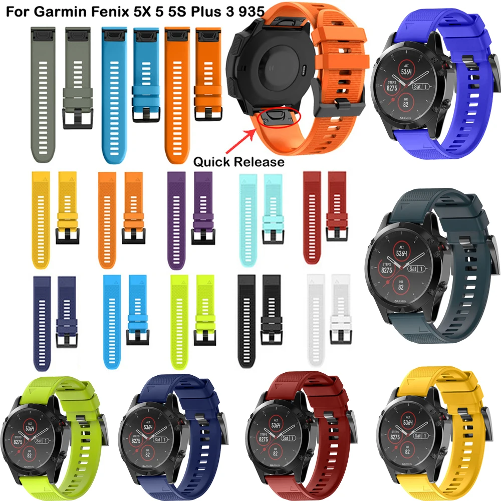 Silicone Watch Band Straps For Garmin Fenix 6 6S 6X 5X 5 5S 3 3HR Enduro Forerunner 935 945 Smart Watch Band Straps Quick Releas
