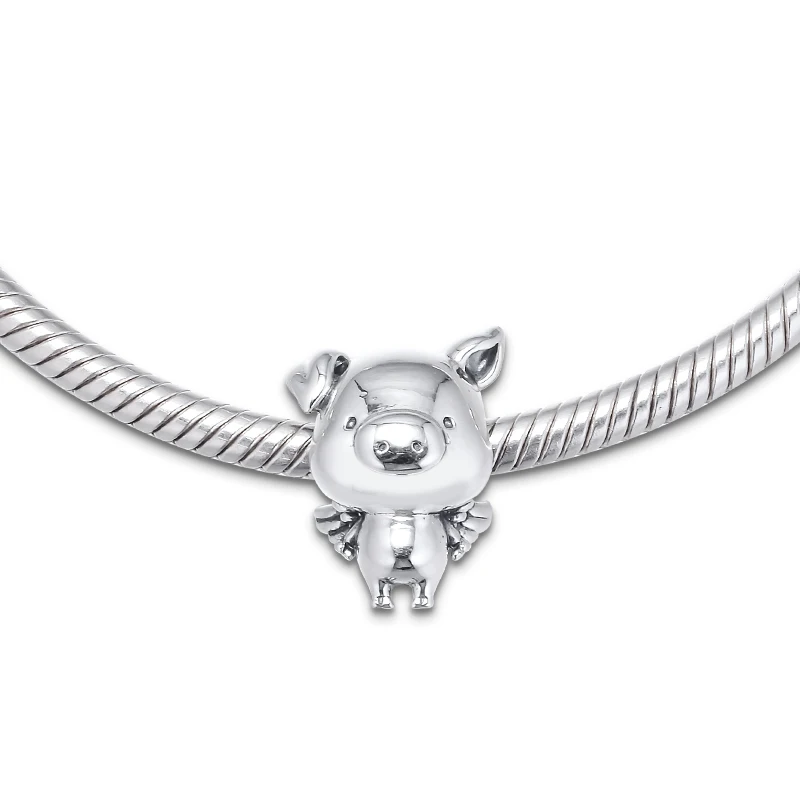 

2019 New autumn the Flying Pig Charm Floating Charms 925 sterling Silver bead fit Bracelet Necklace DIY for women Memnon Jewelry